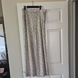 Sequined Snake-Print Palazzo Pants in Neutral Tone  NWOT
